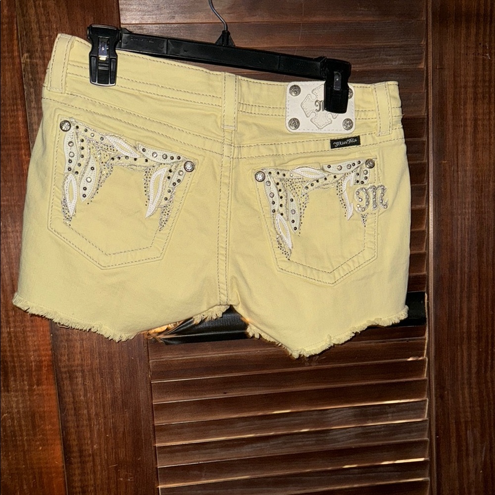Miss Me Yellow Jean Shorts with Frayed Hem brand new